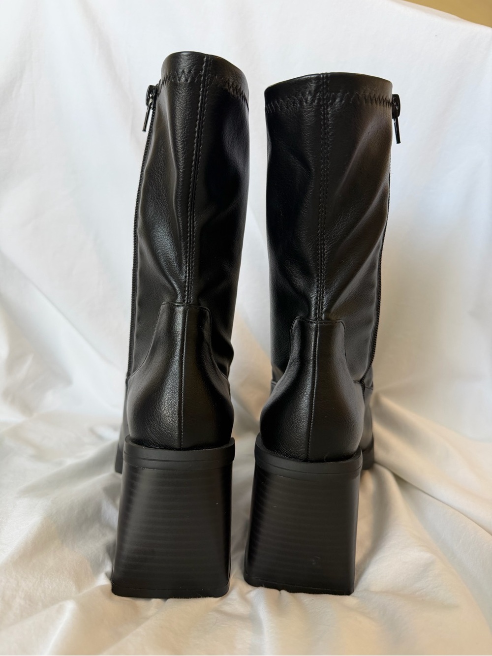 ASOS Black Mid-Calf Chunky Heel Zip Booties - Picture 4 of 5